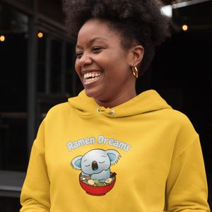 Ramen Hoodie - Ramen Dreams: Cute Koala in a Relaxing Ramen Bowl, Perfect for Foodie Hoodies and Fans of Asian Food Art and Punny Hoodies