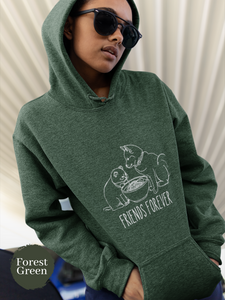 Ramen Hoodie: "Friend Forever" Cat and Shiba Inu Sharing Ramen Bowl - Asian Food and Pun Hoodie for Foodies