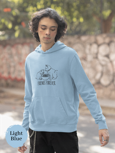 Ramen Hoodie: "Friend Forever" Cat and Shiba Inu Sharing Ramen Bowl - Asian Food and Pun Hoodie for Foodies