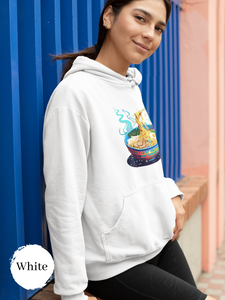 Ramen Hoodie with Starry Night Sky and Noodle Bowl Art