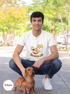 Ramen T-Shirt: Japanese Foodie Shirt with Cute Shiba Inu Beside Ramen Bowl - Ramen is Life Art Print