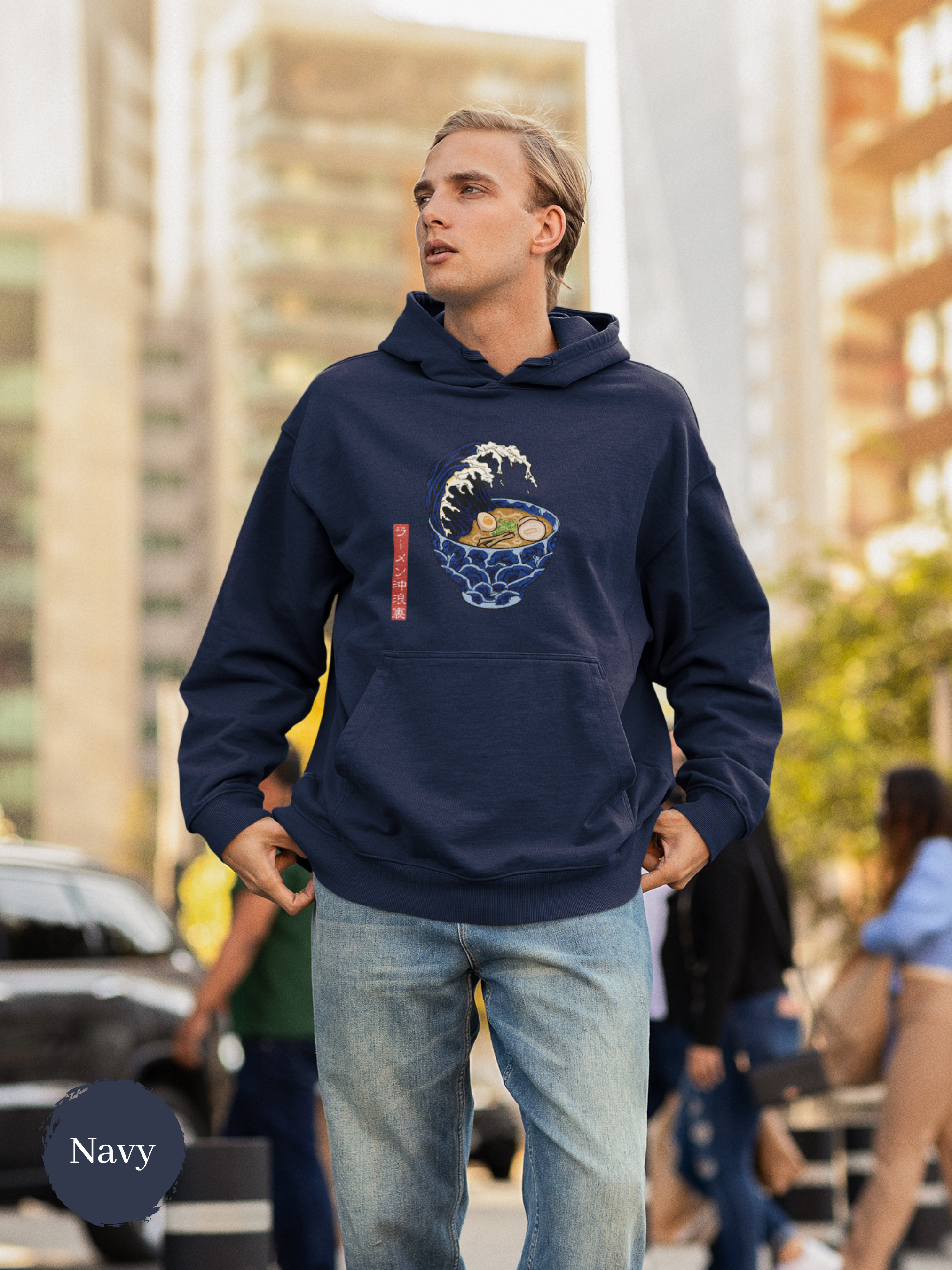Ramen Hoodie: Hokusai Wave Edition - Foodie and Asian Food Hoodie with Stunning Ramen Art and Japanese-Inspired Design