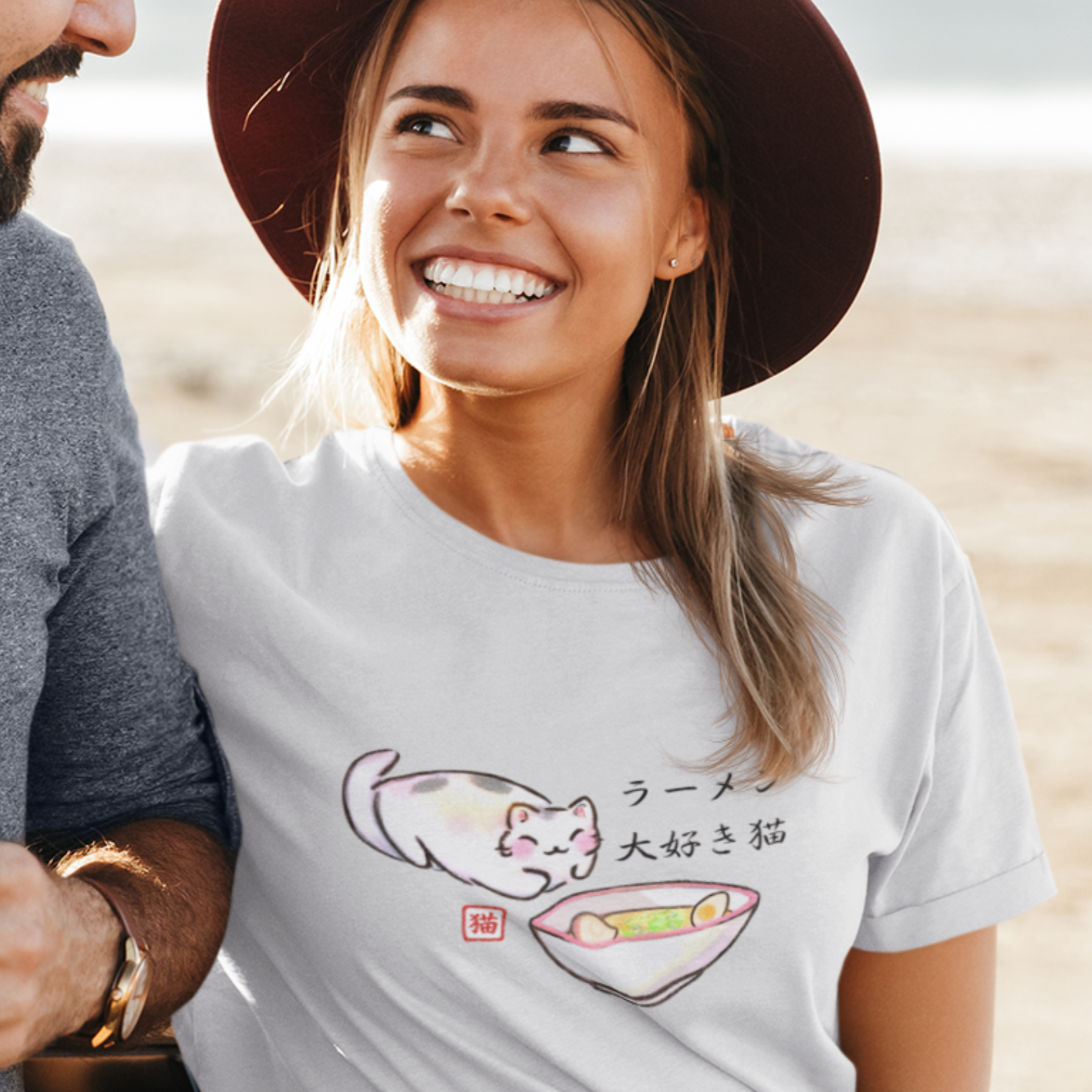 Japanese Ramen T-Shirt with Adorable Cat Illustration: Perfect for Foodie Enthusiasts and Art Lovers - Ramen Art at Its Finest