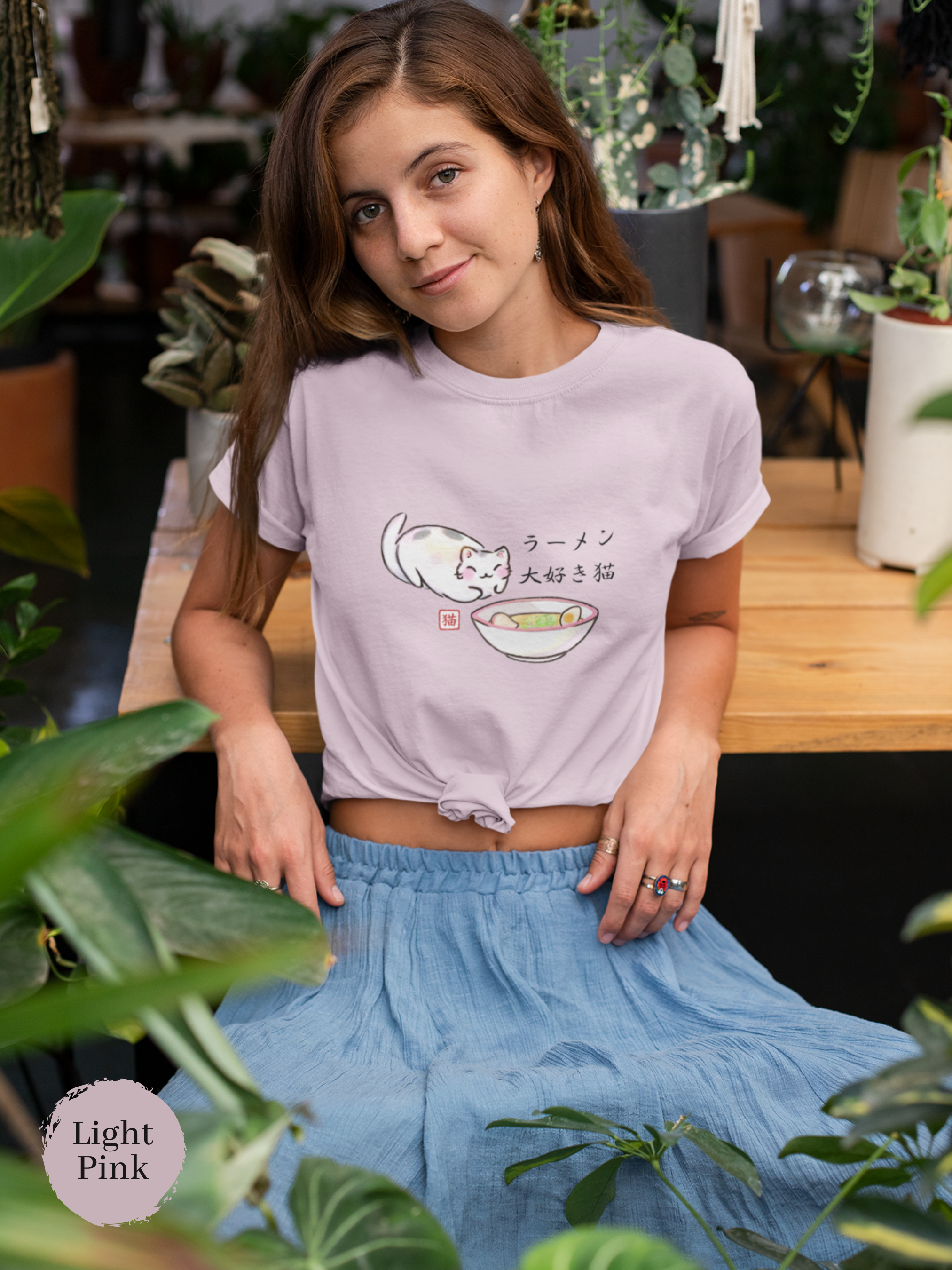 Japanese Ramen T-Shirt with Adorable Cat Illustration: Perfect for Foodie Enthusiasts and Art Lovers - Ramen Art at Its Finest