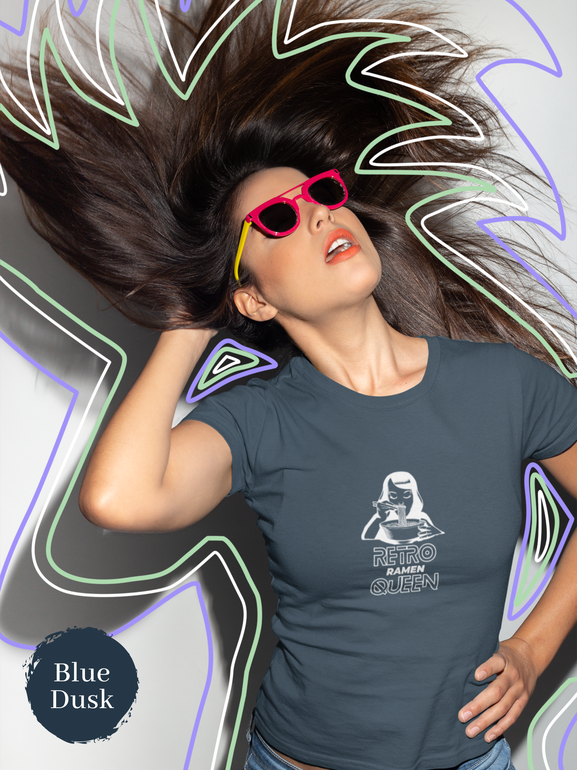 Retro Ramen Queen T-Shirt: Japanese Foodie Shirt with Ramen Art Illustration