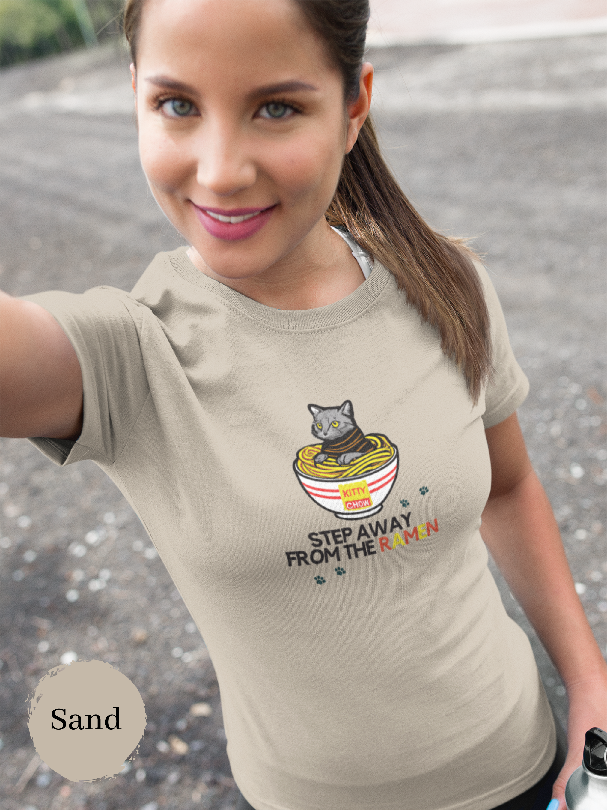 Ramen T-Shirt: Japanese Foodie Shirt with Cute Cat Illustration and Ramen Art - Step Away From the Ramen