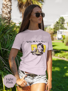 Ramen Harajuku Art T-Shirt: Japanese Foodie Shirt with Kawaii Illustration of Woman Eating Noodles