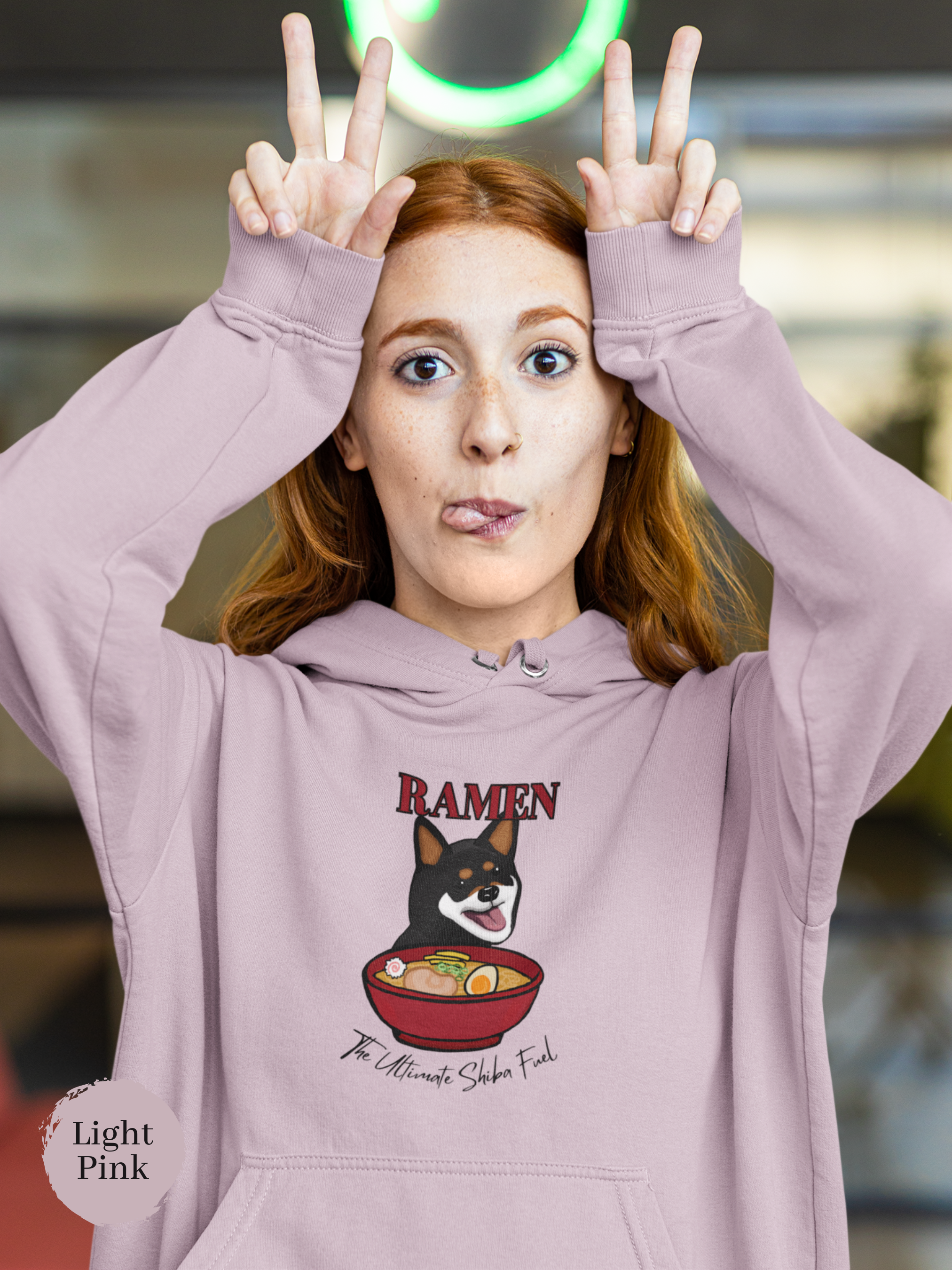 Ramen Hoodie - "Ramen the Ultimate Shiba Fuel" featuring a Shiba Inu and Noodles