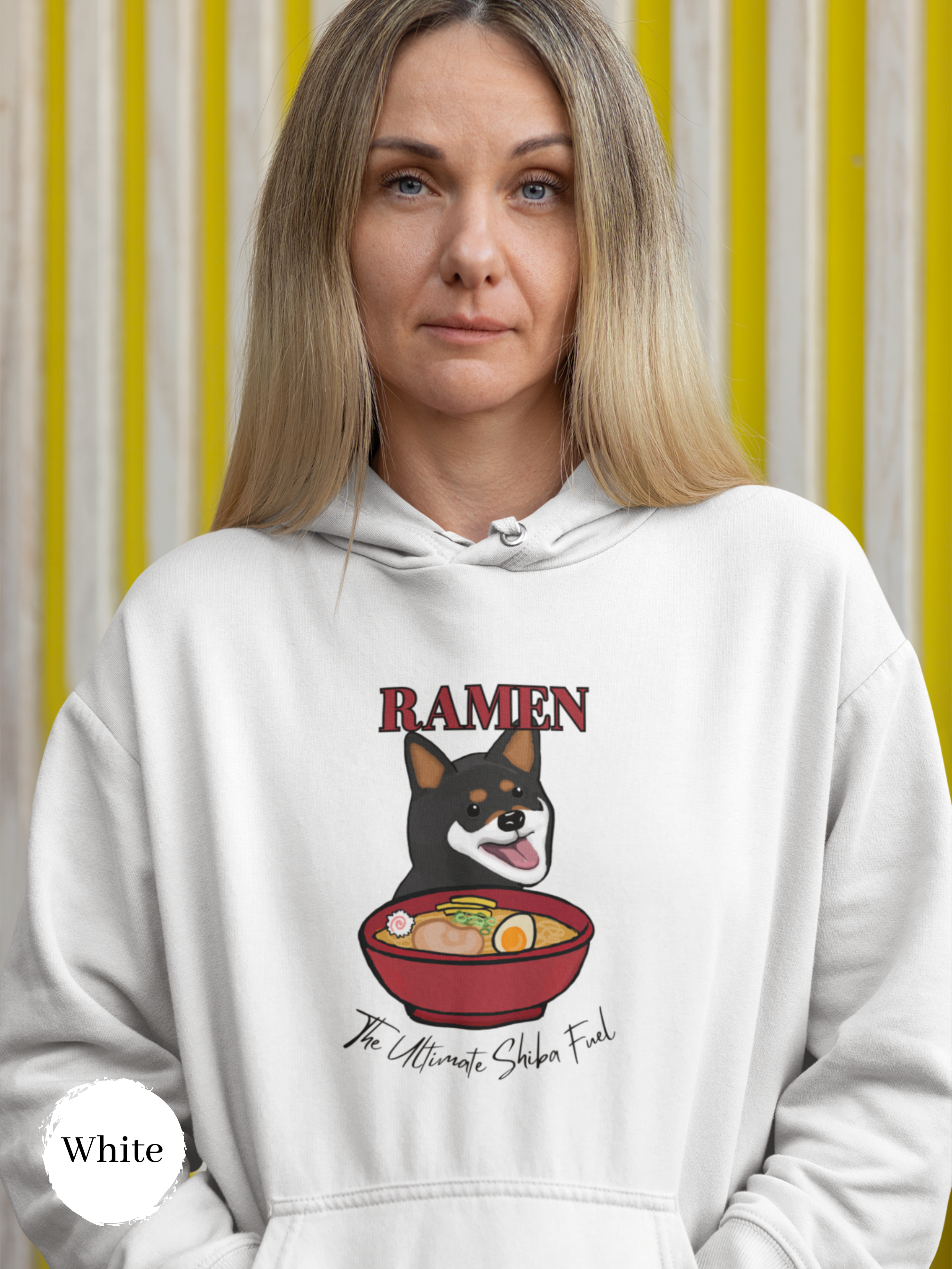 Ramen Hoodie - "Ramen the Ultimate Shiba Fuel" featuring a Shiba Inu and Noodles