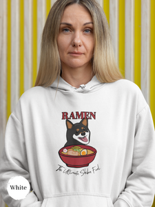 Ramen Hoodie - "Ramen the Ultimate Shiba Fuel" featuring a Shiba Inu and Noodles