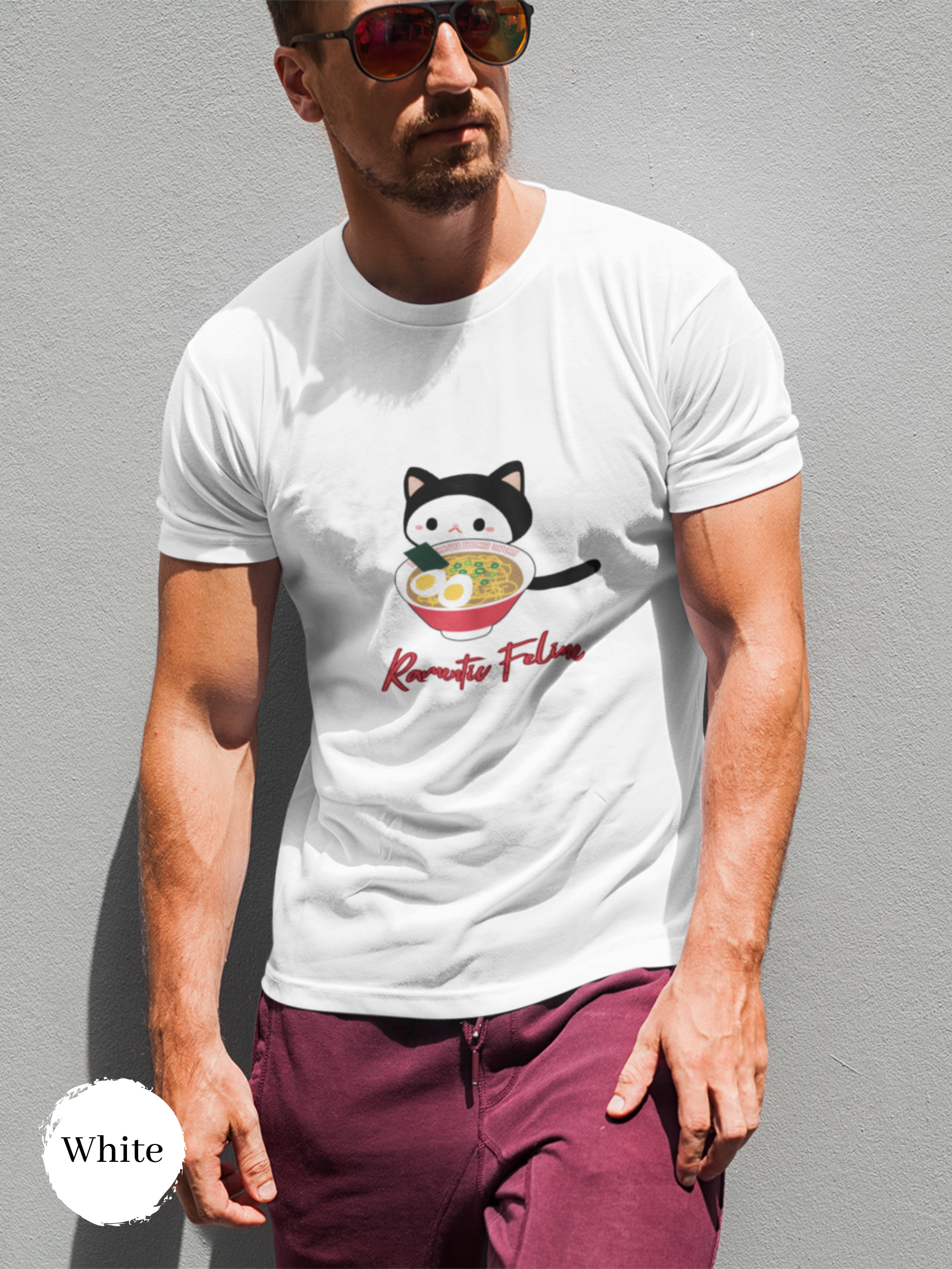 Ramen T-Shirt: Ramentic Feline - Adorable Cat and Ramen Art for Japanese Foodie Lovers