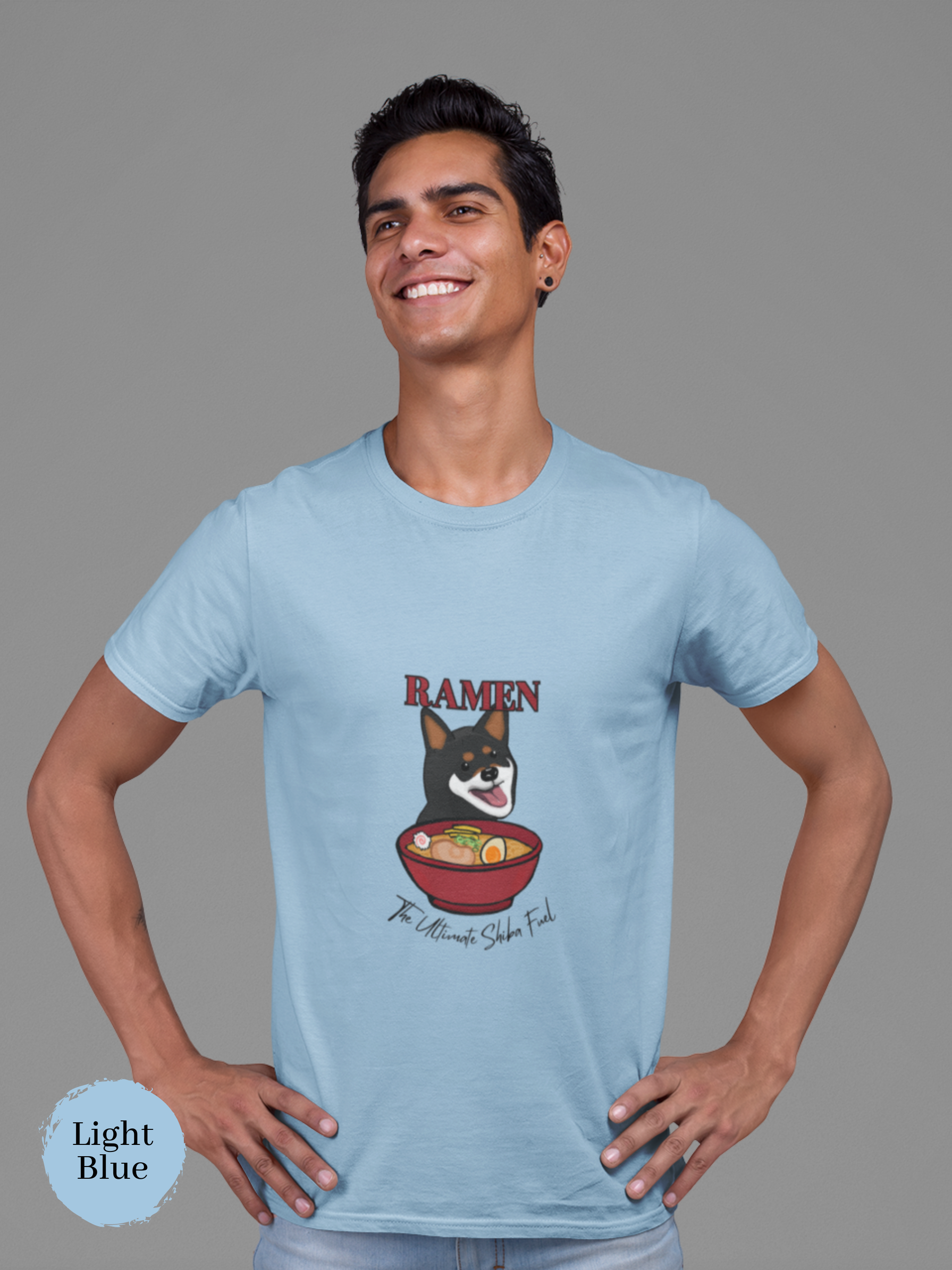 Ramen T-Shirt: Fuel Your Day with the Ultimate Japanese Foodie Shirt, Featuring Shiba Inu and Ramen Art