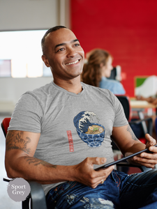 Ramen T-Shirt: Japanese-Inspired Foodie Tee with Wave and Ramen Bowl Art