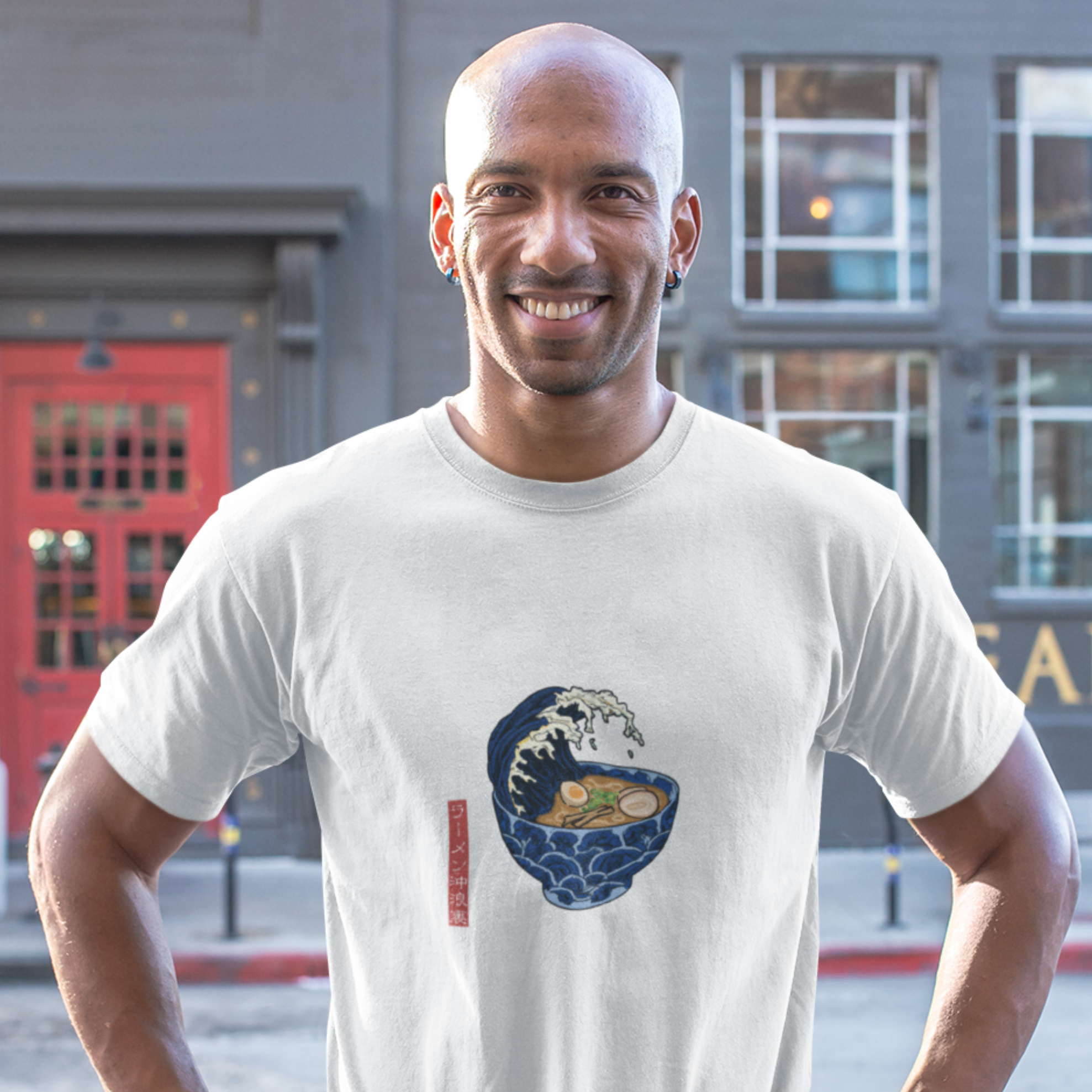 Ramen T-Shirt: Japanese-Inspired Foodie Tee with Wave and Ramen Bowl Art