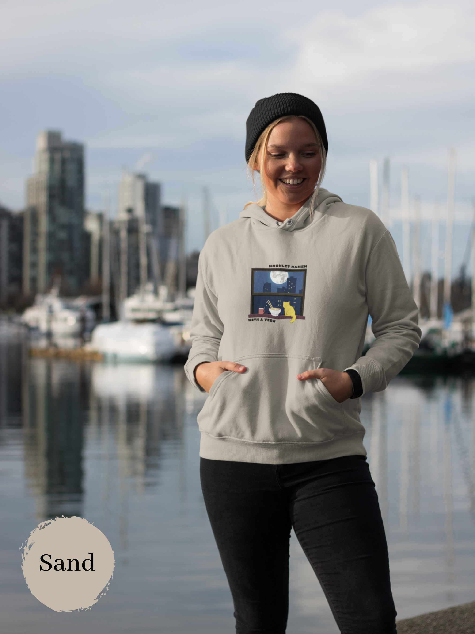 Ramen Hoodie: Moonlit Ramen with a View, Asian Food Hoodie
