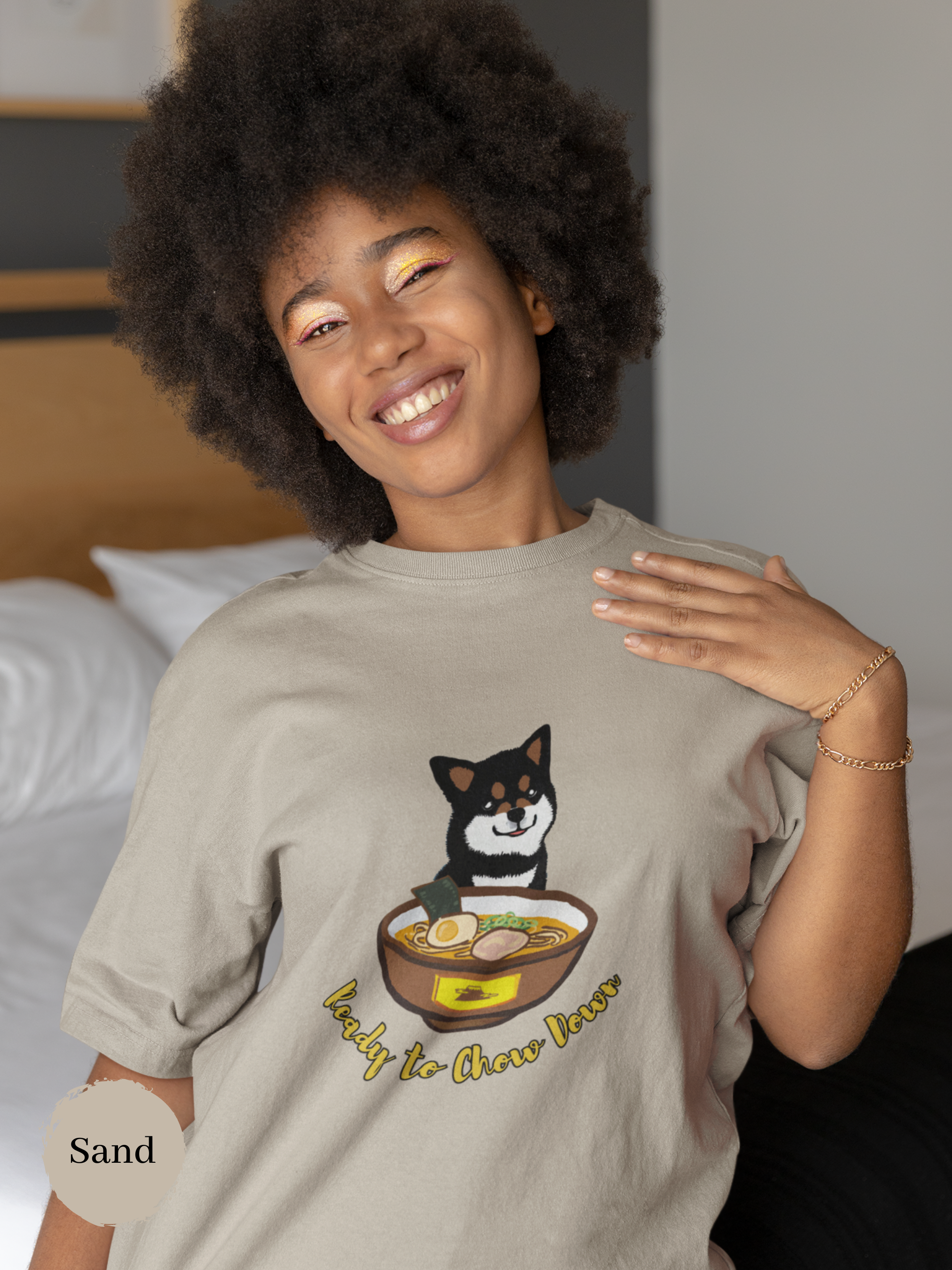 Ramen T-shirt: Ready to Chow Down - Shiba Inu and Ramen Art for Japanese Foodie Shirt