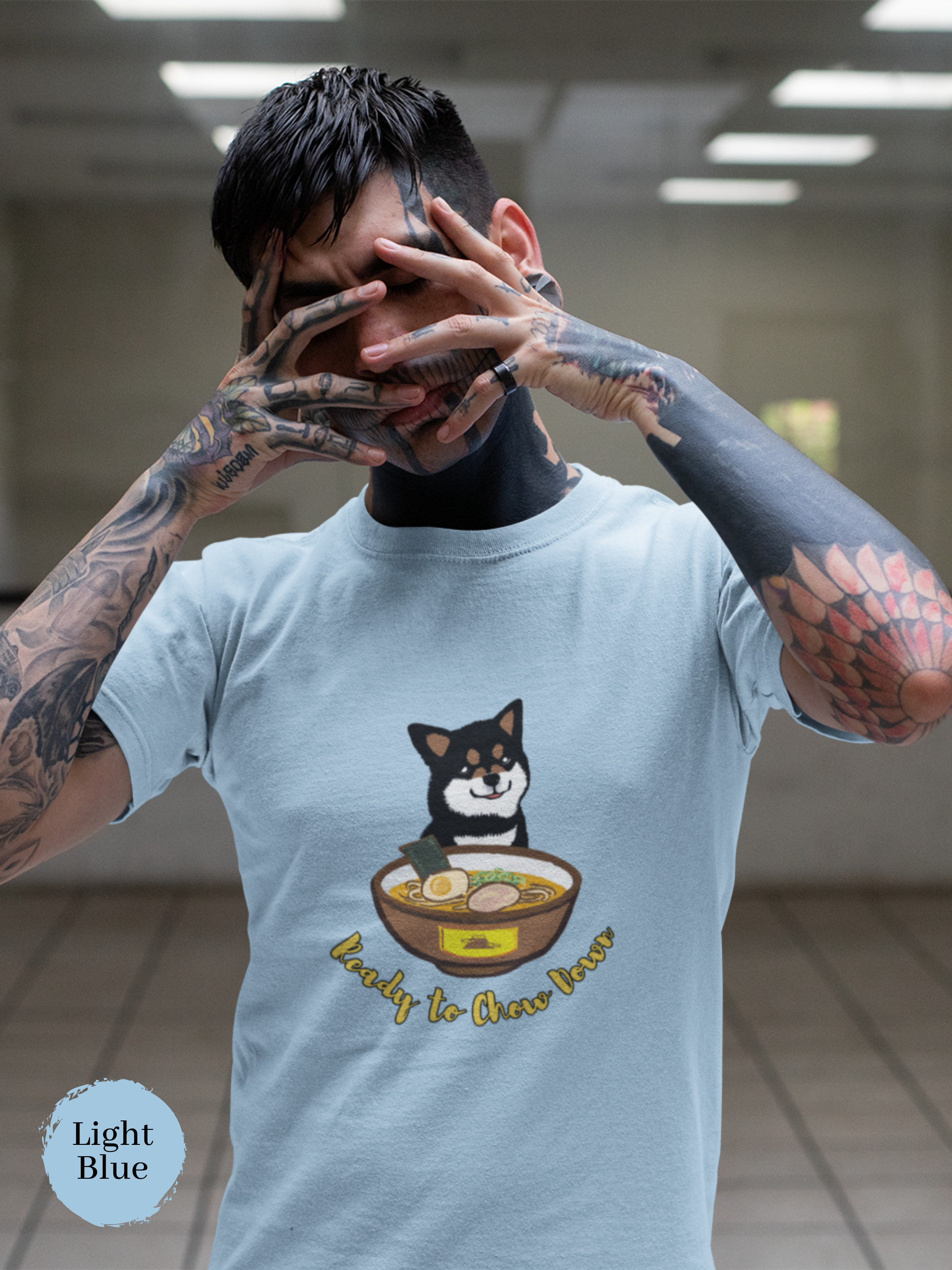 Ramen T-shirt: Ready to Chow Down - Shiba Inu and Ramen Art for Japanese Foodie Shirt