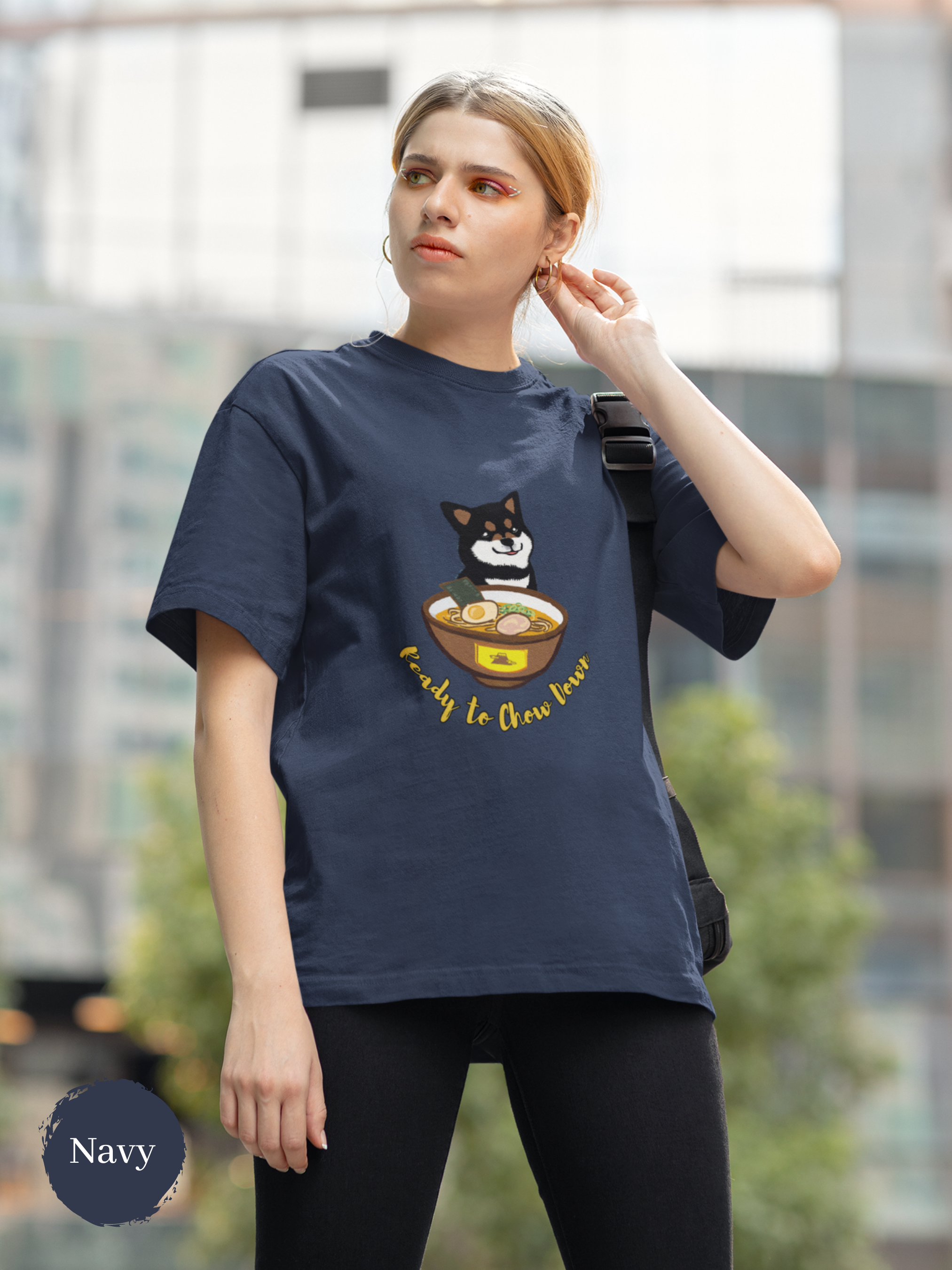 Ramen T-shirt: Ready to Chow Down - Shiba Inu and Ramen Art for Japanese Foodie Shirt