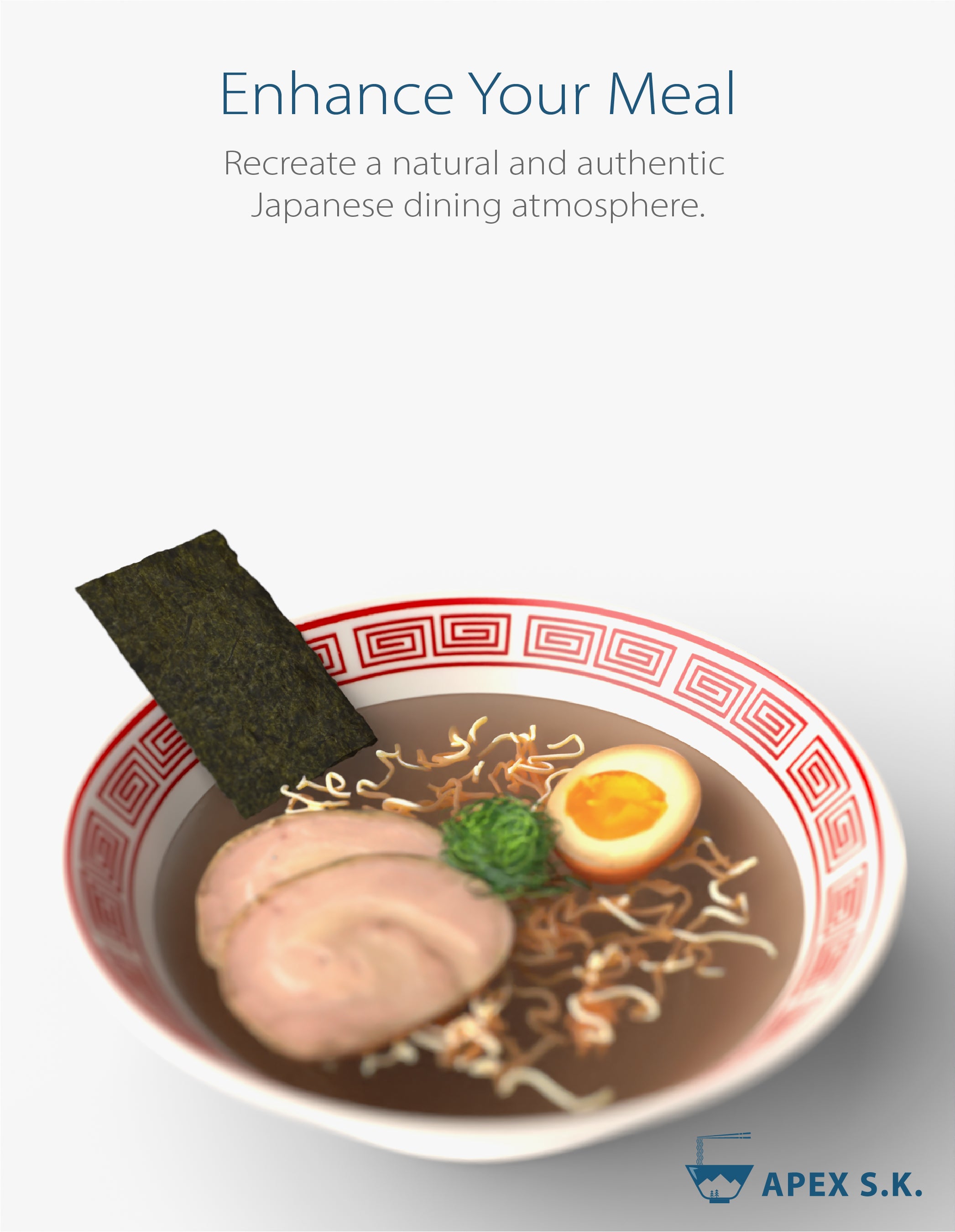 Ceramic 8" Japanese Ramen Bowls (Red Lightning Pattern)