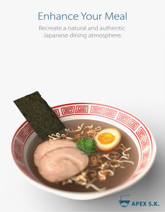 Ceramic 8" Japanese Ramen Bowls (Red Lightning Pattern)
