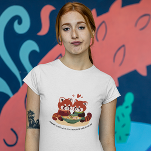 Ramen Love with My Favourite Red Pandas - Japanese Foodie T-Shirt with Ramen Art