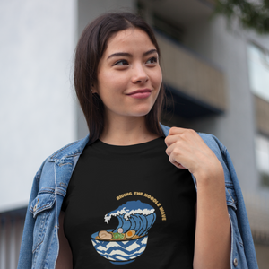 Ramen T-Shirt: Riding the Noodle Wave in Hokusai Style - Japanese Foodie Shirt and Ramen Art