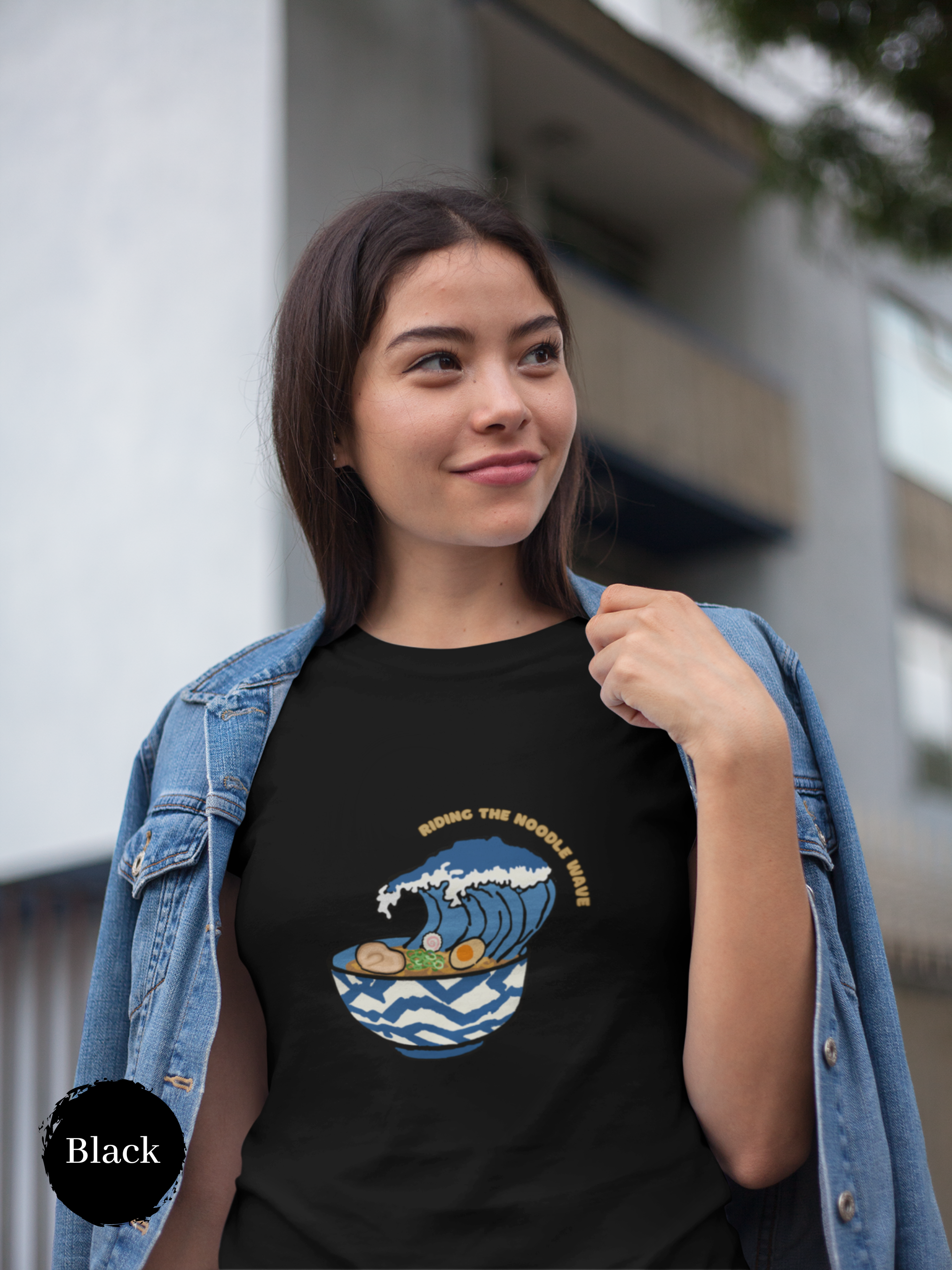 Ramen T-Shirt: Riding the Noodle Wave in Hokusai Style - Japanese Foodie Shirt and Ramen Art