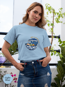 Ramen T-Shirt: Riding the Noodle Wave in Hokusai Style - Japanese Foodie Shirt and Ramen Art