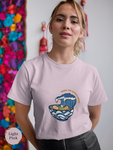 Ramen T-Shirt: Riding the Noodle Wave in Hokusai Style - Japanese Foodie Shirt and Ramen Art