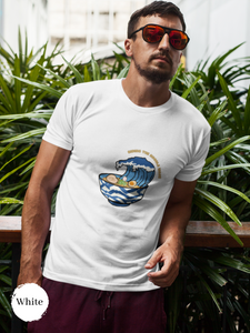 Ramen T-Shirt: Riding the Noodle Wave in Hokusai Style - Japanese Foodie Shirt and Ramen Art