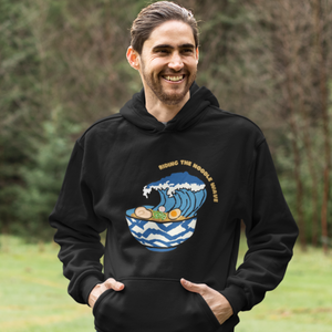Ramen Hoodie: Riding the Noodle Wave - Asian Foodie Hoodie with Hokusai-Inspired Ramen Art and Delicious Puns