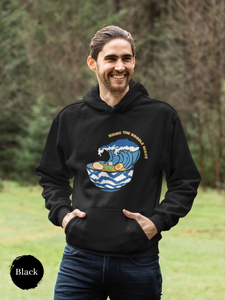 Ramen Hoodie: Riding the Noodle Wave - Asian Foodie Hoodie with Hokusai-Inspired Ramen Art and Delicious Puns