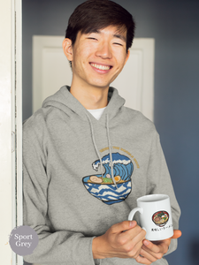 Ramen Hoodie: Riding the Noodle Wave - Asian Foodie Hoodie with Hokusai-Inspired Ramen Art and Delicious Puns
