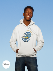 Ramen Hoodie: Riding the Noodle Wave - Asian Foodie Hoodie with Hokusai-Inspired Ramen Art and Delicious Puns