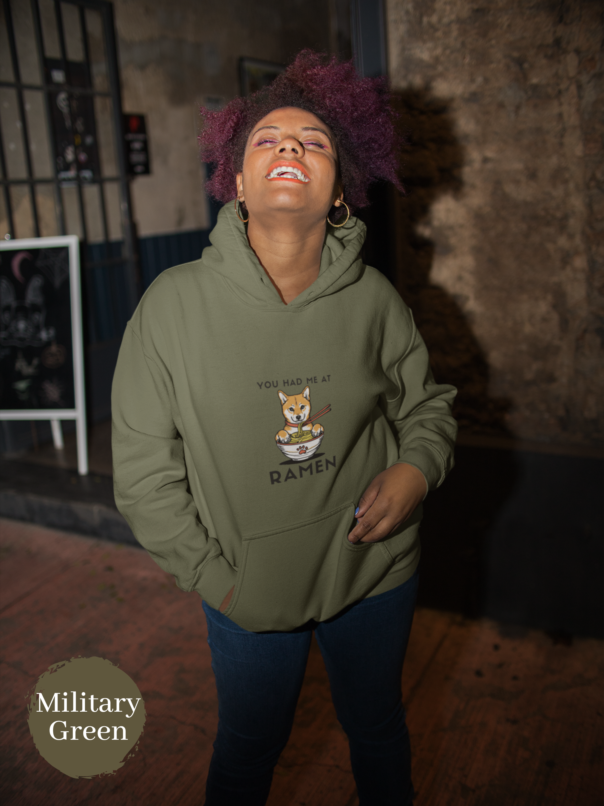 Ramen Hoodie: Asian Foodie Sweatshirt with Shiba Inu and Ramen Art - You Had me at Ramen