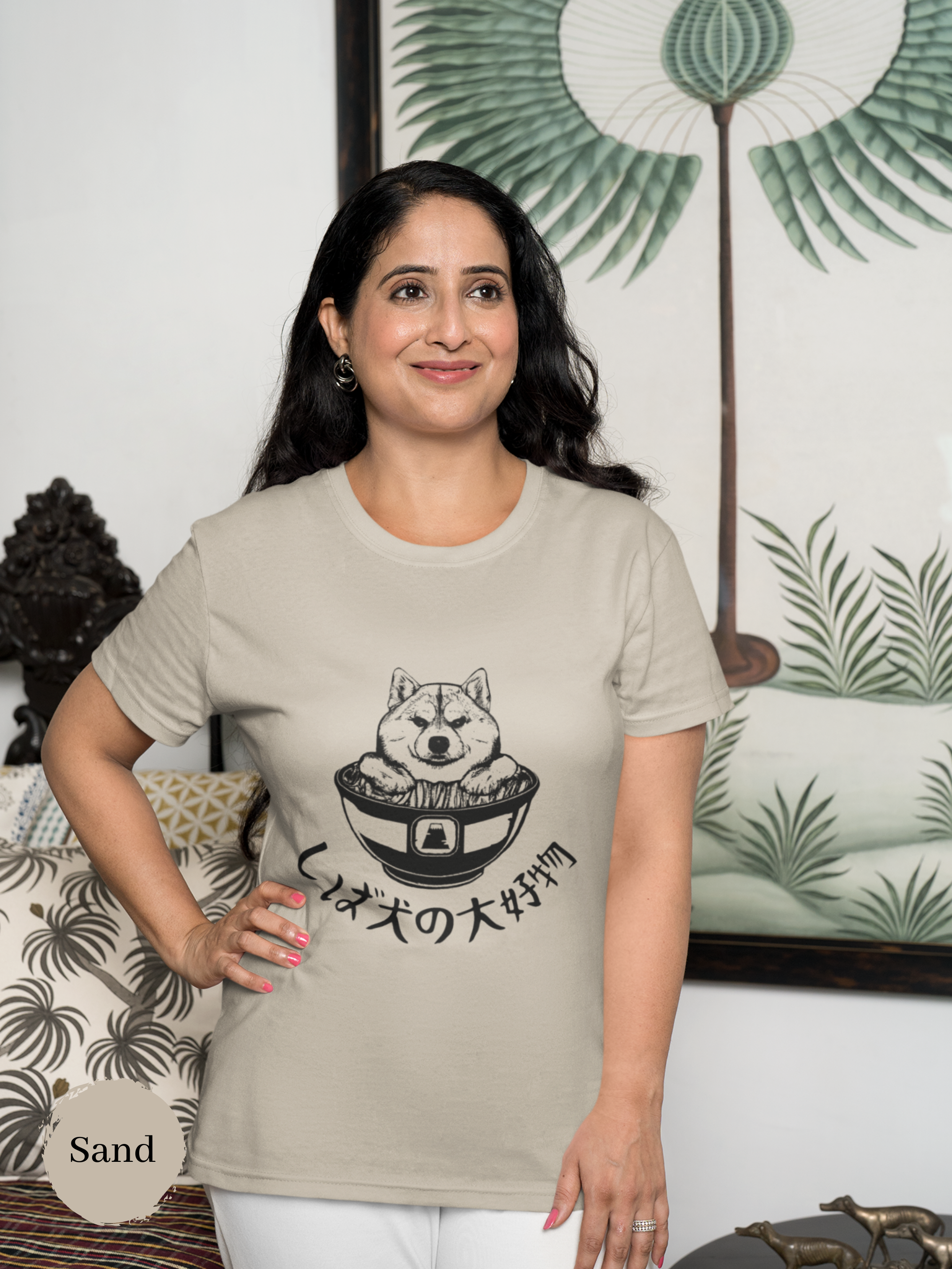 Ramen T-Shirt: Shiba Inu and Ramen Bowl with Japanese Text - Foodie Shirt and Ramen Art