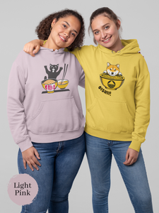 Ramen Hoodie Cat and Ramen Bowl Illustration Foodie Hoodie with Asian Food Art