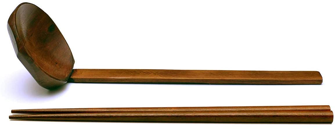 Chopsticks and Large Ladle Spoon Utensil Set (Wood)
